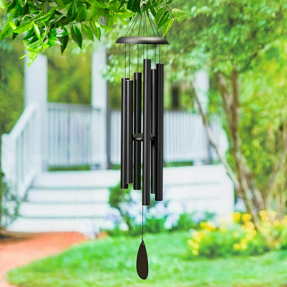 Black Metal Hand-Tuned Avria Wind Chime, 48" H | Plow & Hearth
