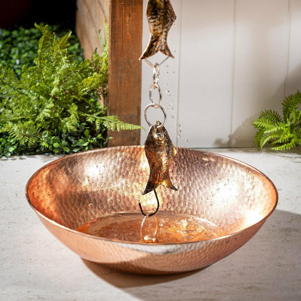 What She Shed Rain Chain, Rain Chain Basin, Metal, Metallic Copper | Plow & Hearth