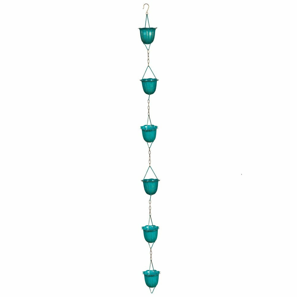 Blue Flower Cup Rain Chain | Plow & Hearth