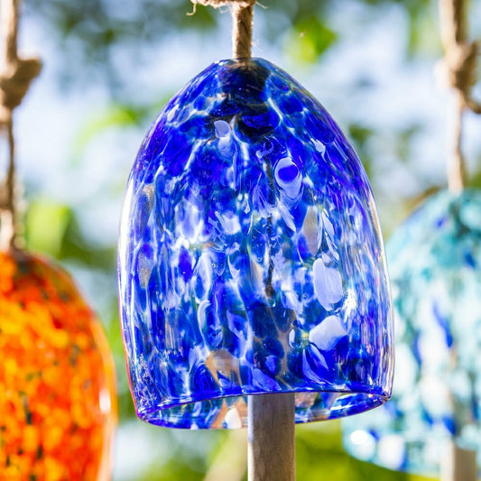 Art Glass Speckle Deep Blue Bell Chime | Plow & Hearth