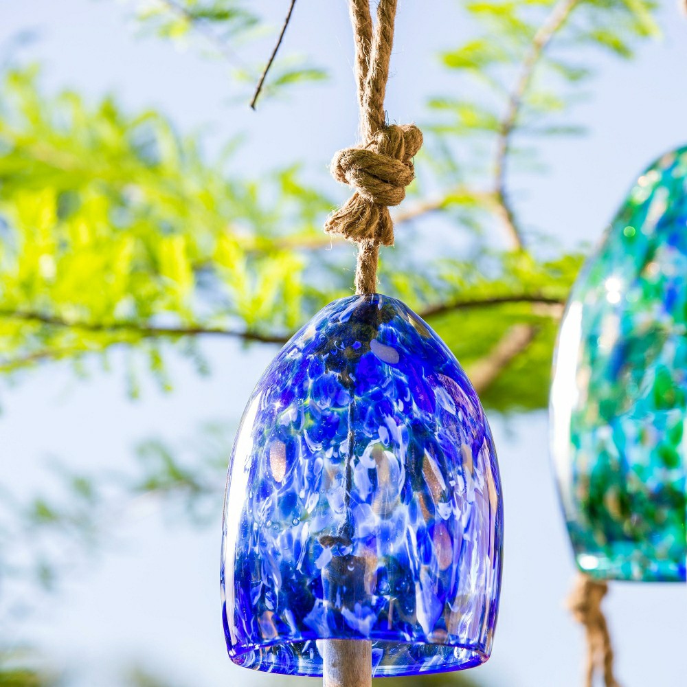 Art Glass Speckle Deep Blue Bell Chime | Plow & Hearth