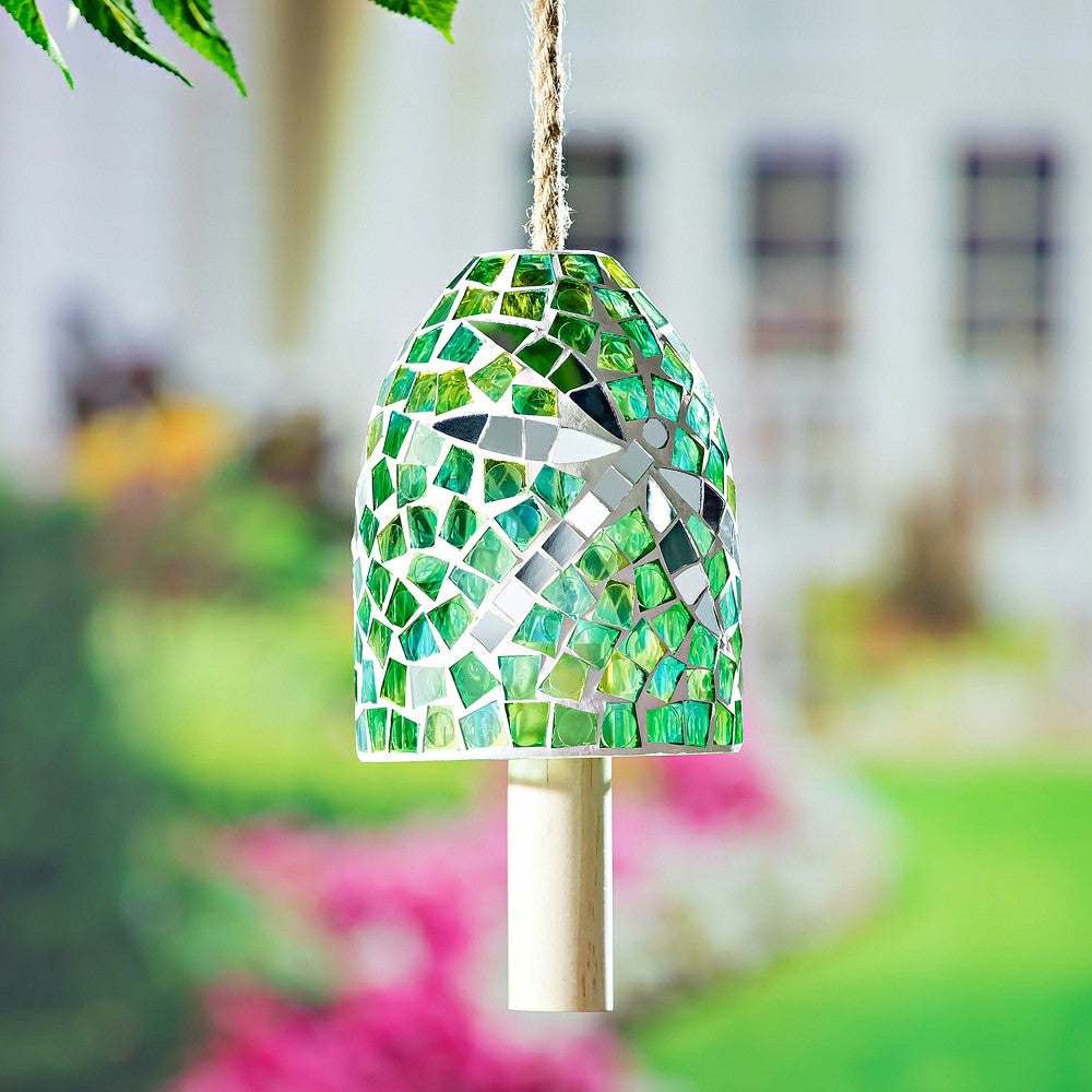 Green Dragonfly Mosaic Bell Chime | Plow & Hearth