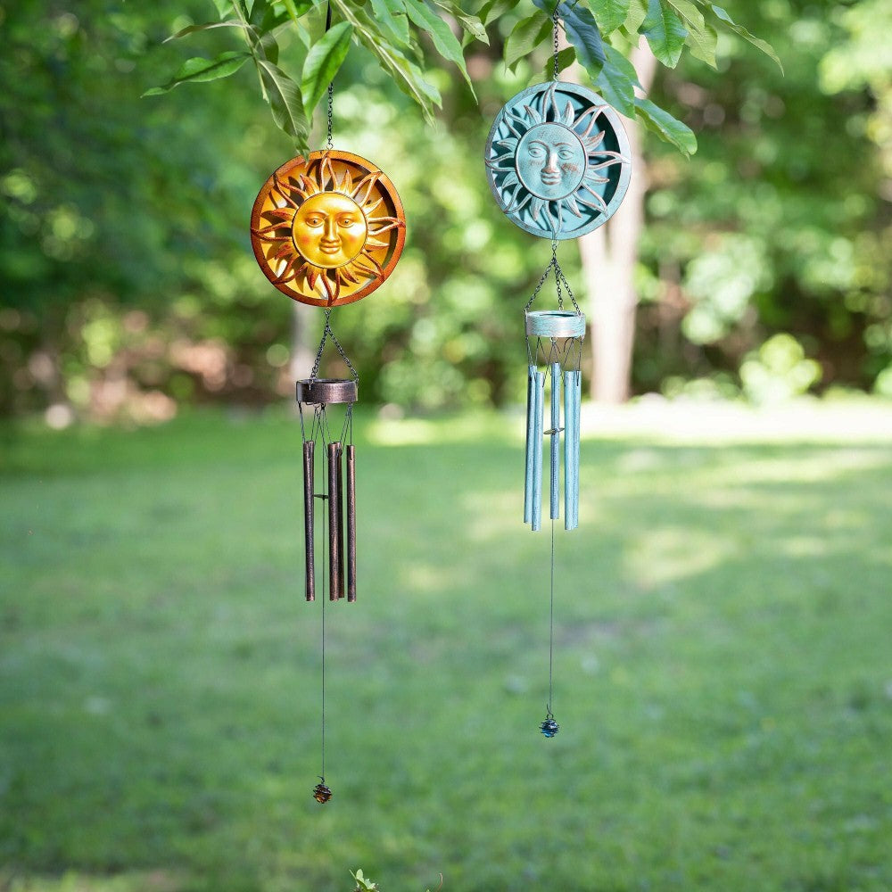 Metal Embossed Sun Wind Chime, Set of 2 | Plow & Hearth