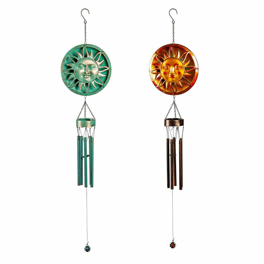 Metal Embossed Sun Wind Chime, Set of 2 | Plow & Hearth