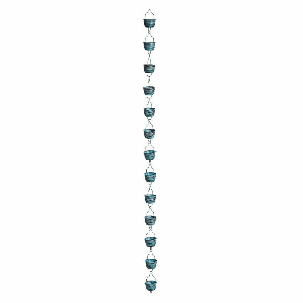 Blue Coastal Rain Chain, Blue Rustic Bucket Rain Chain, 72" H | Plow & Hearth