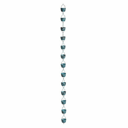 Blue Coastal Rain Chain, Blue Rustic Bucket Rain Chain, 72" H | Plow & Hearth