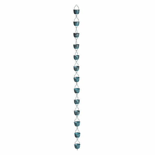 Blue Coastal Rain Chain, Blue Rustic Bucket Rain Chain, 72" H | Plow & Hearth