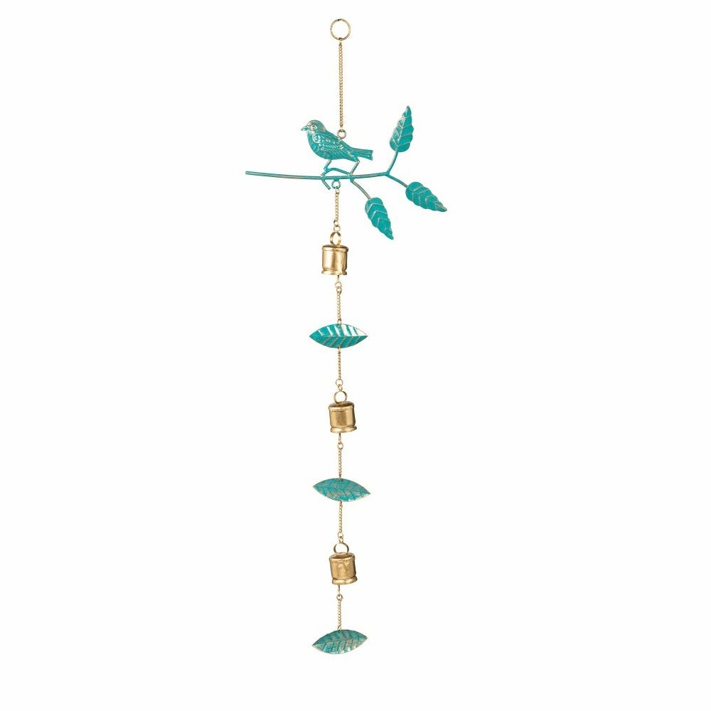 What She Shed Outdoor Hanging Décor, Metal Bird and Bell, 38" | Plow & Hearth