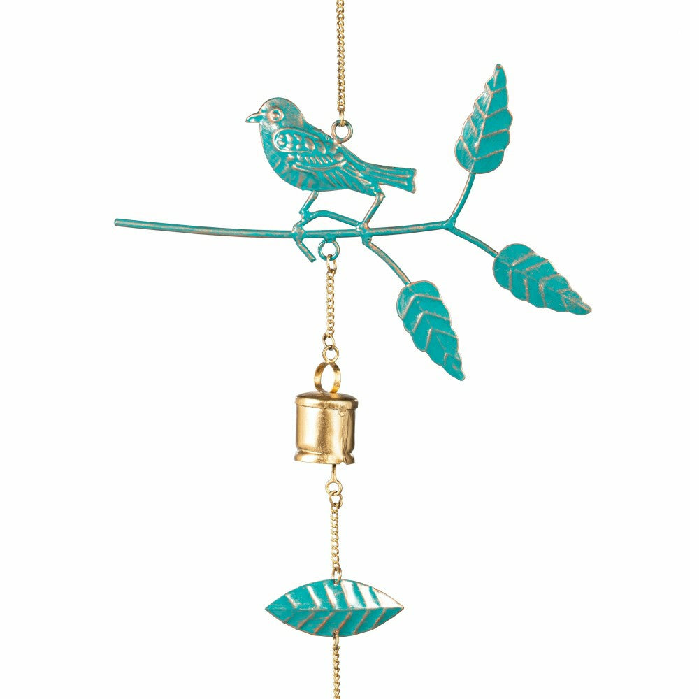 What She Shed Outdoor Hanging Décor, Metal Bird and Bell, 38" | Plow & Hearth