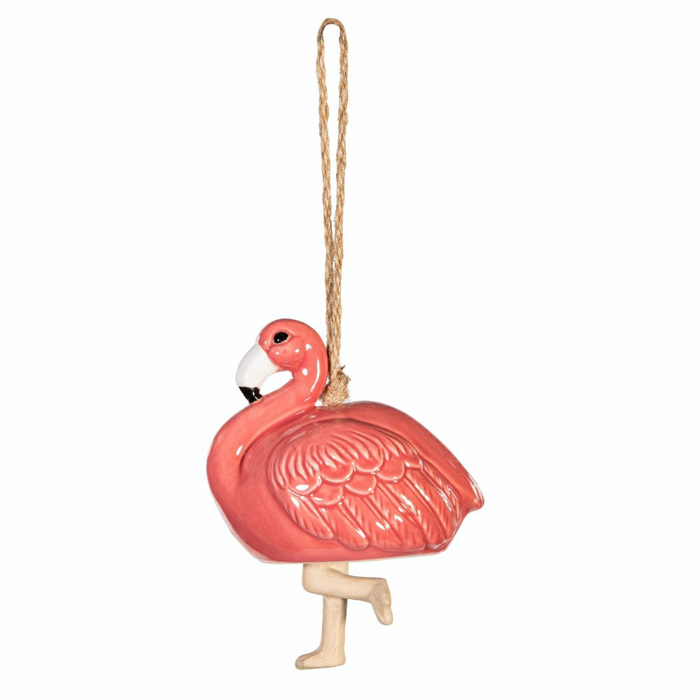Tropical Oasis Garden Bell, Ceramic, Flamingo, 8.5" | Plow & Hearth