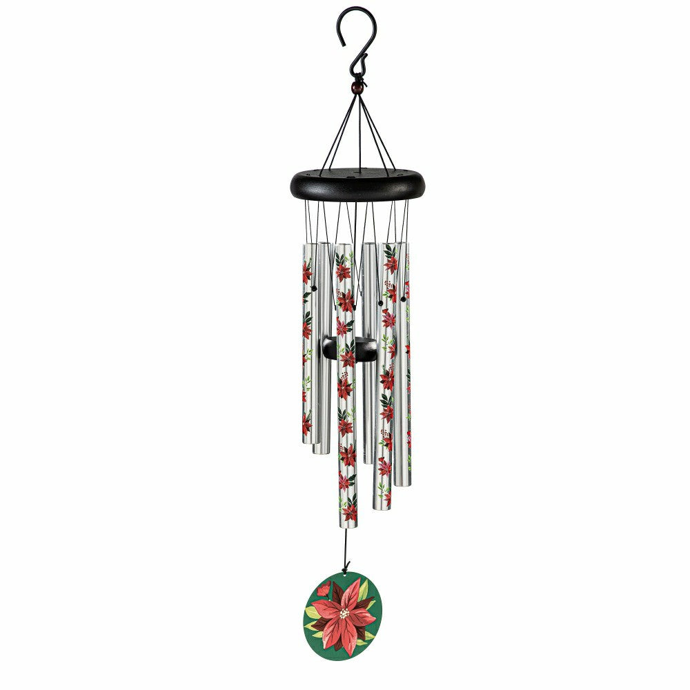 Avria Wind Chime, Printed Wind Chime, Vibrant Poinsettias, 27"H | Plow & Hearth