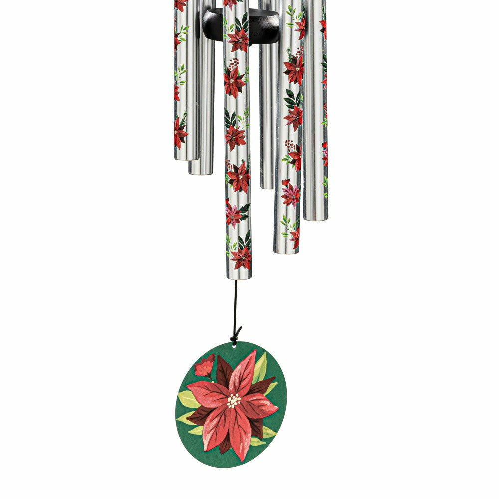Avria Wind Chime, Printed Wind Chime, Vibrant Poinsettias, 27"H | Plow & Hearth