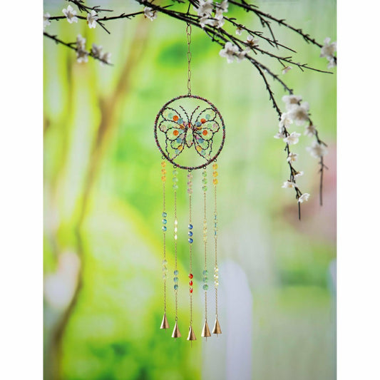 Garden of Wonder Wind Chime, Beaded Glass, Butterfly | Plow & Hearth