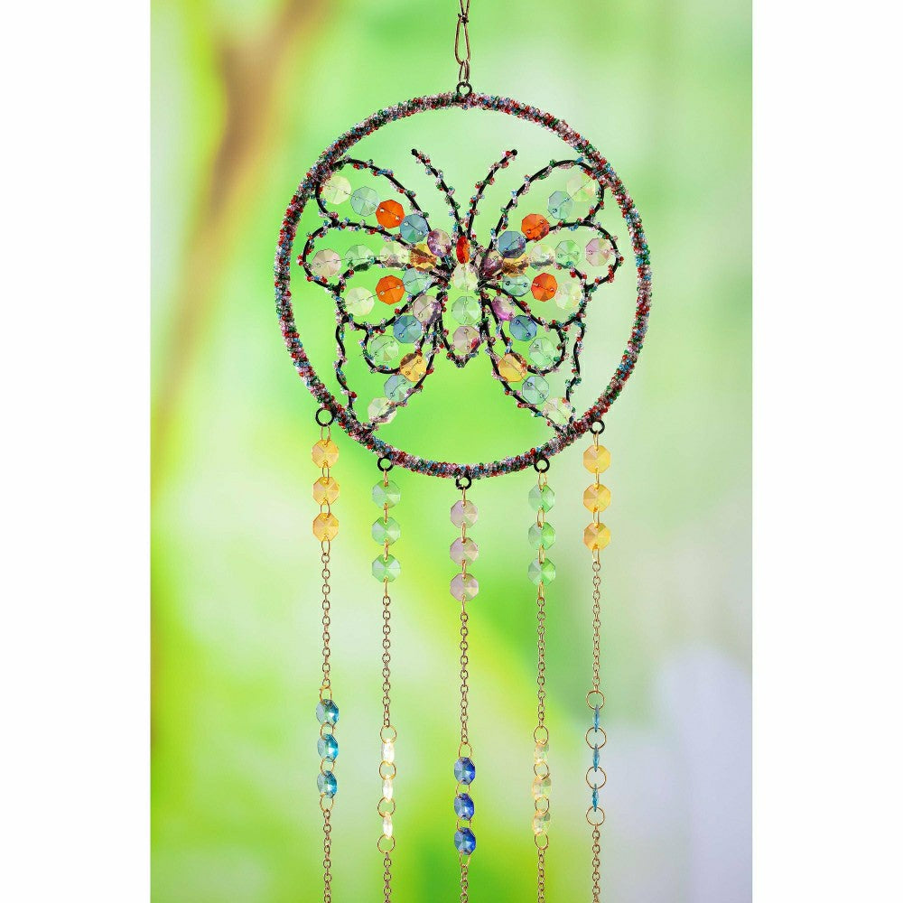 Garden of Wonder Wind Chime, Beaded Glass, Butterfly | Plow & Hearth