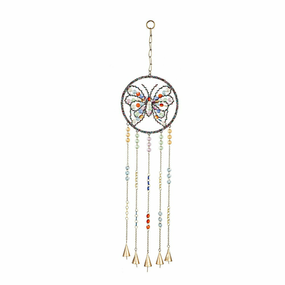 Garden of Wonder Wind Chime, Beaded Glass, Butterfly | Plow & Hearth