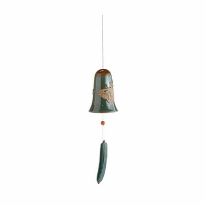 Bly-Green Porcelain Bell with Butterflies | Plow & Hearth