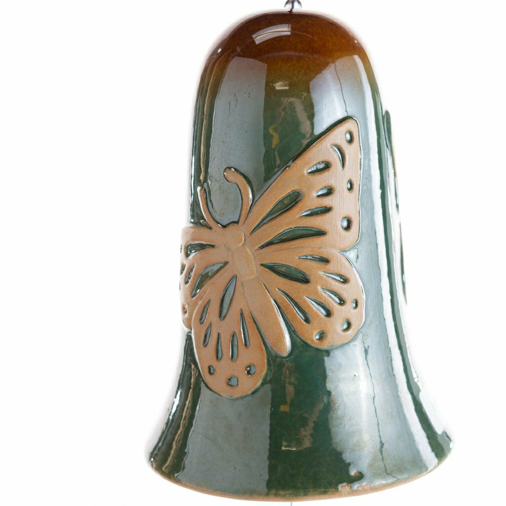 Bly-Green Porcelain Bell with Butterflies | Plow & Hearth