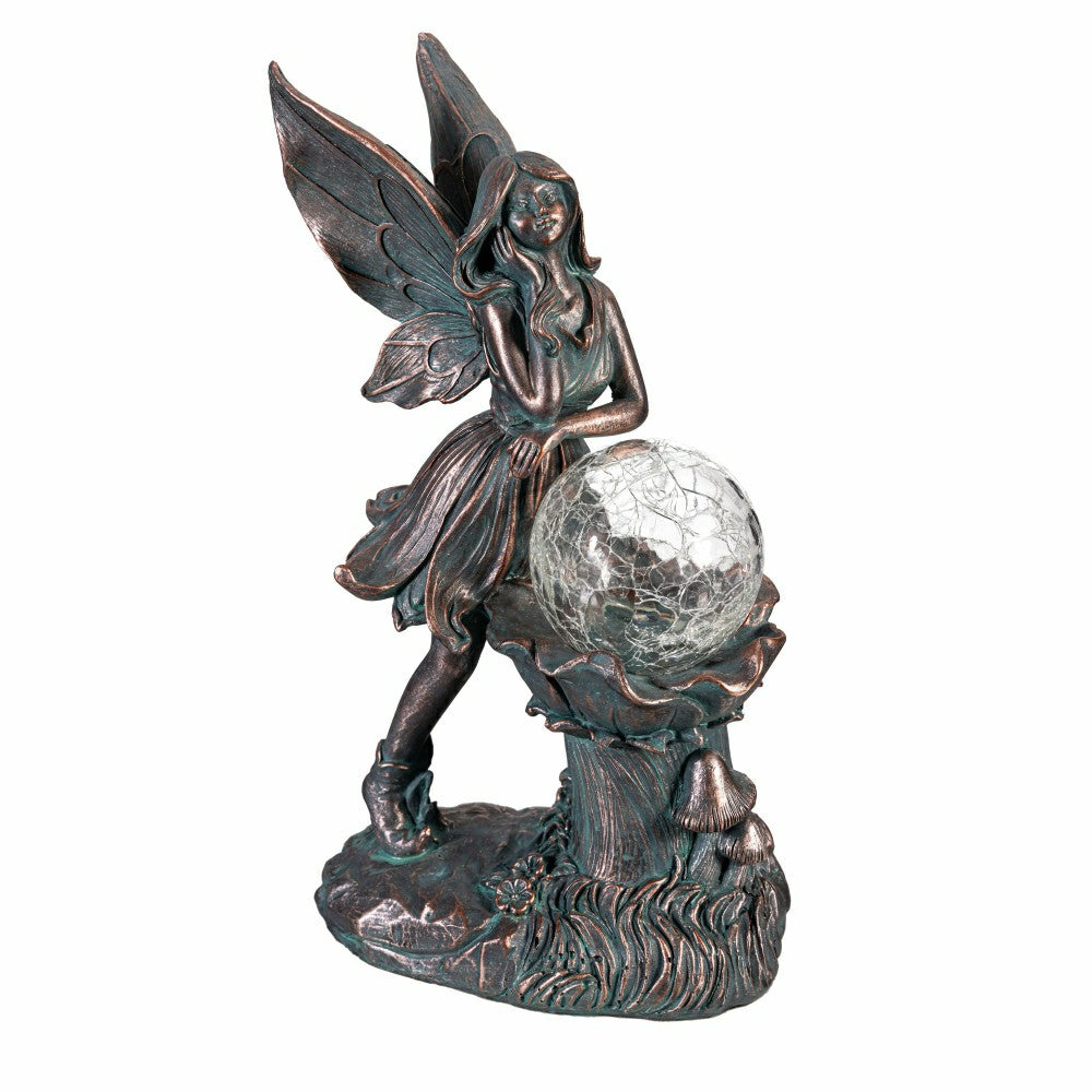 Garden Of Wonder Garden Statue, LED Fairy With Orb Statue | Plow & Hearth