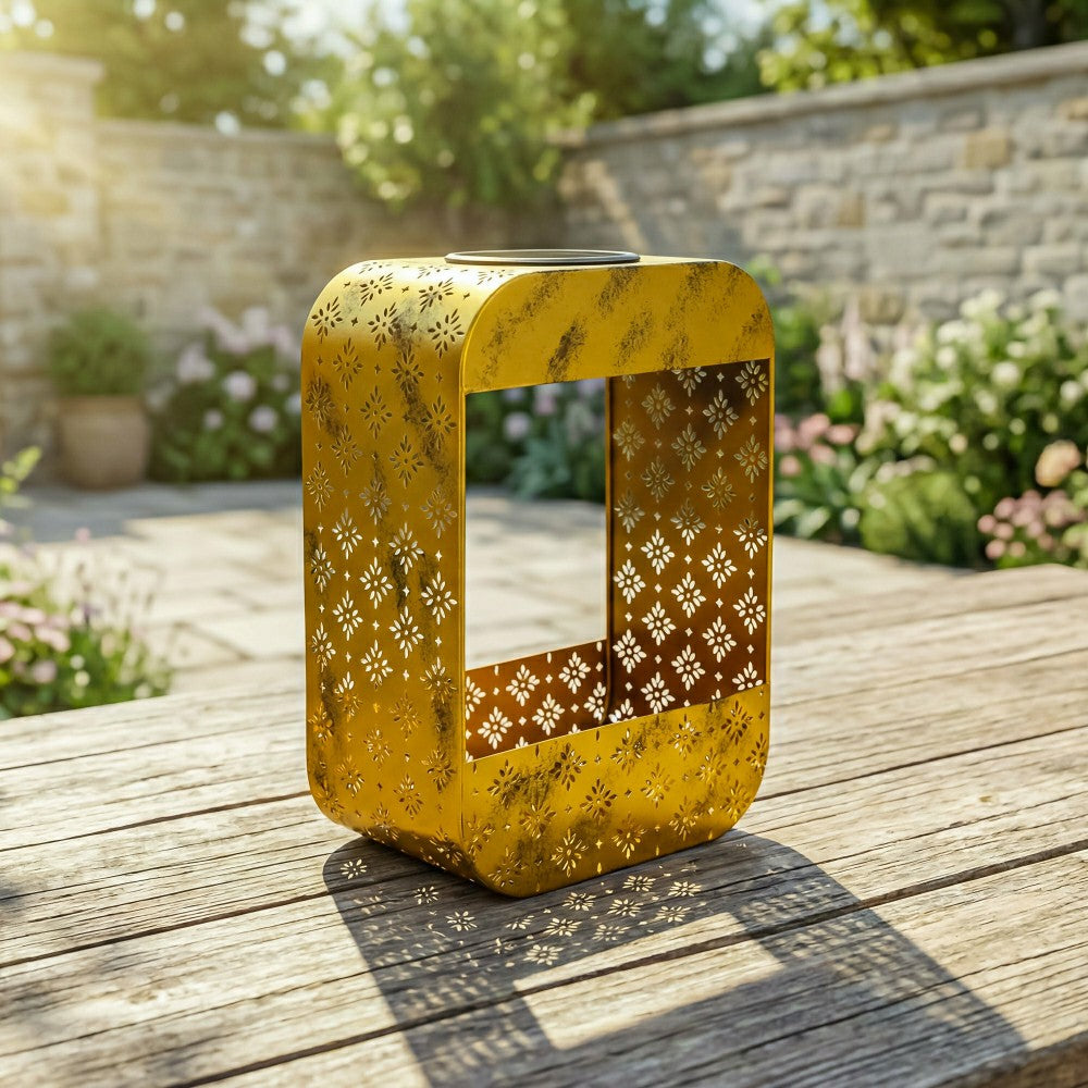 Solar Floral Planter, Gold | Plow & Hearth