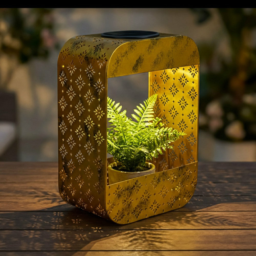 Solar Floral Planter, Gold | Plow & Hearth