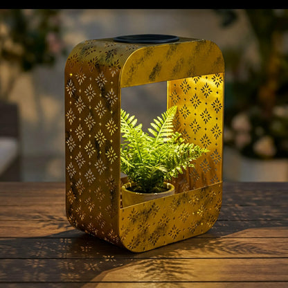 Solar Floral Planter, Gold | Plow & Hearth
