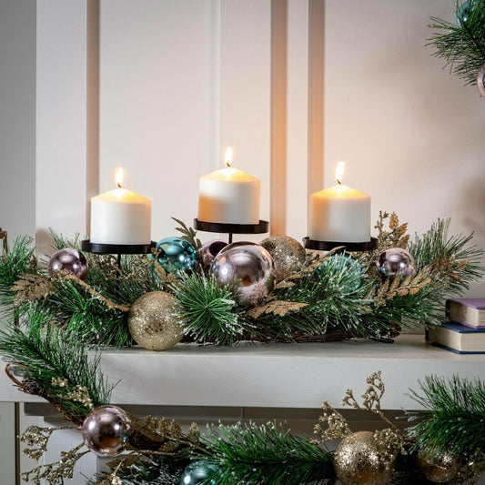 Season to Sparkle Faux Floral Table Decor Candle Holder Artificial | Plow & Hearth