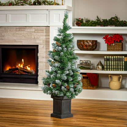 Shades of Emerald Tree Artificial LED Pine Cone in Pot, 47”H | Plow & Hearth