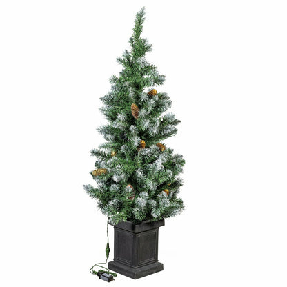 Shades of Emerald Tree Artificial LED Pine Cone in Pot, 47”H | Plow & Hearth