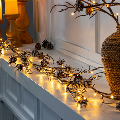 Winter Grove Garland Pine Cone Frosted LED Artificial, 72"L | Plow & Hearth
