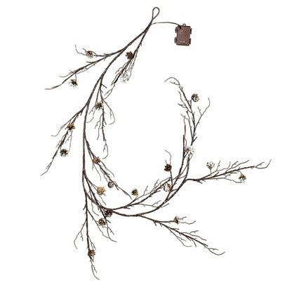 Winter Grove Garland Pine Cone Frosted LED Artificial, 72"L | Plow & Hearth