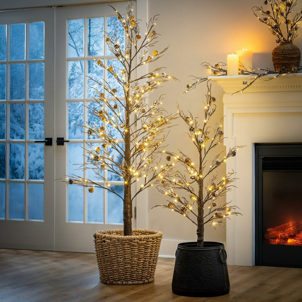 Winter Grove Garland Pine Cone Frosted LED Artificial, 72"L | Plow & Hearth