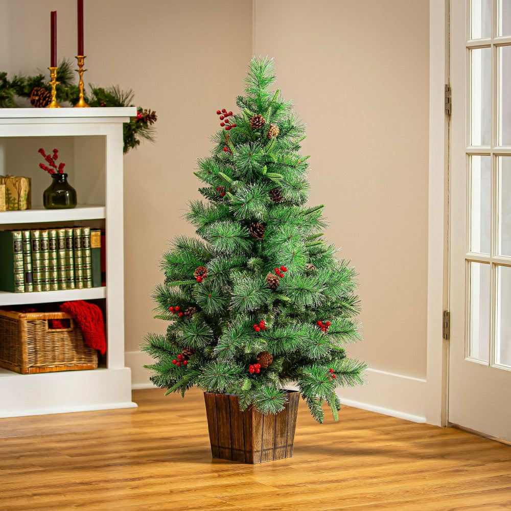 Winter Grove Tree Artificial Pine Cone and Berry, 48”H | Plow & Hearth