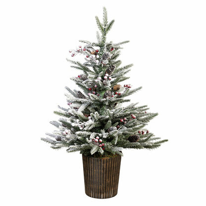Winter Grove Faux Floral Table Decor Artificial Frosted Pine, 35"H | Plow & Hearth