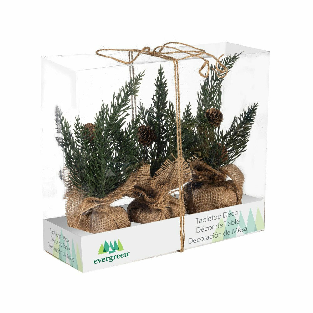Woodland Storybook Faux Floral Table Décor Pine Artificial with Burlap | Plow & Hearth