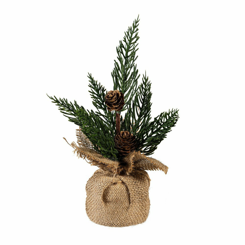 Woodland Storybook Faux Floral Table Décor Pine Artificial with Burlap | Plow & Hearth