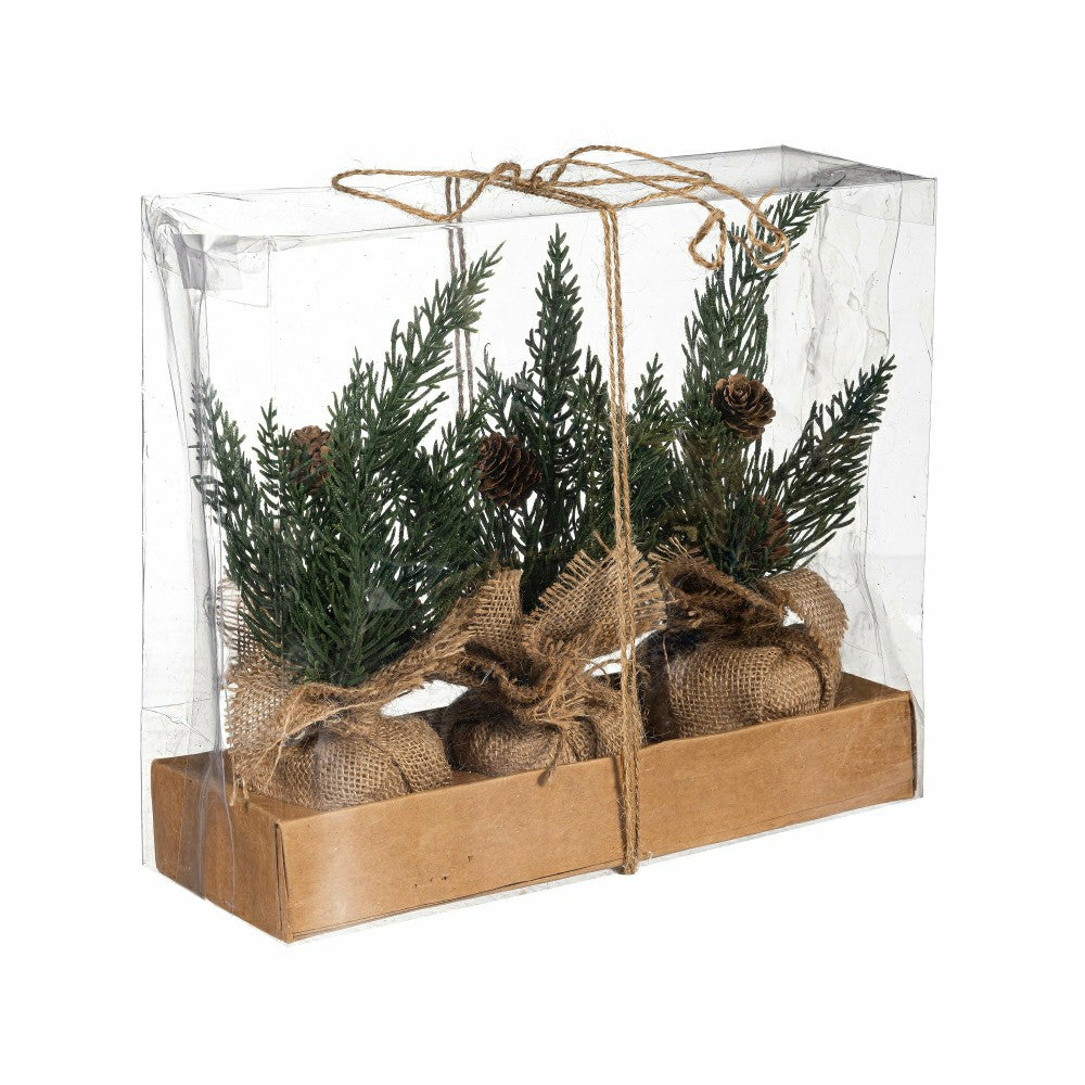 Woodland Storybook Faux Floral Table Décor Pine Artificial with Burlap | Plow & Hearth