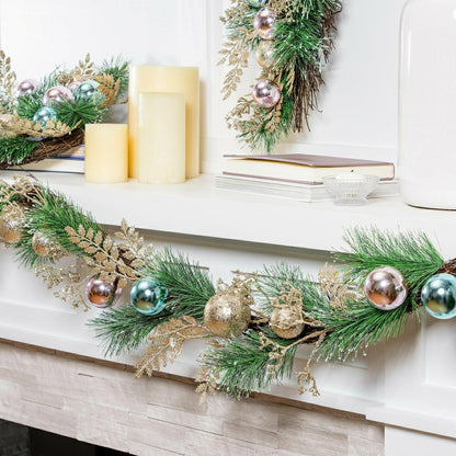Season to Sparkle Garland Artificial with Ornaments, 72" H | Plow & Hearth