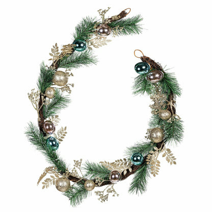 Season to Sparkle Garland Artificial with Ornaments, 72" H | Plow & Hearth