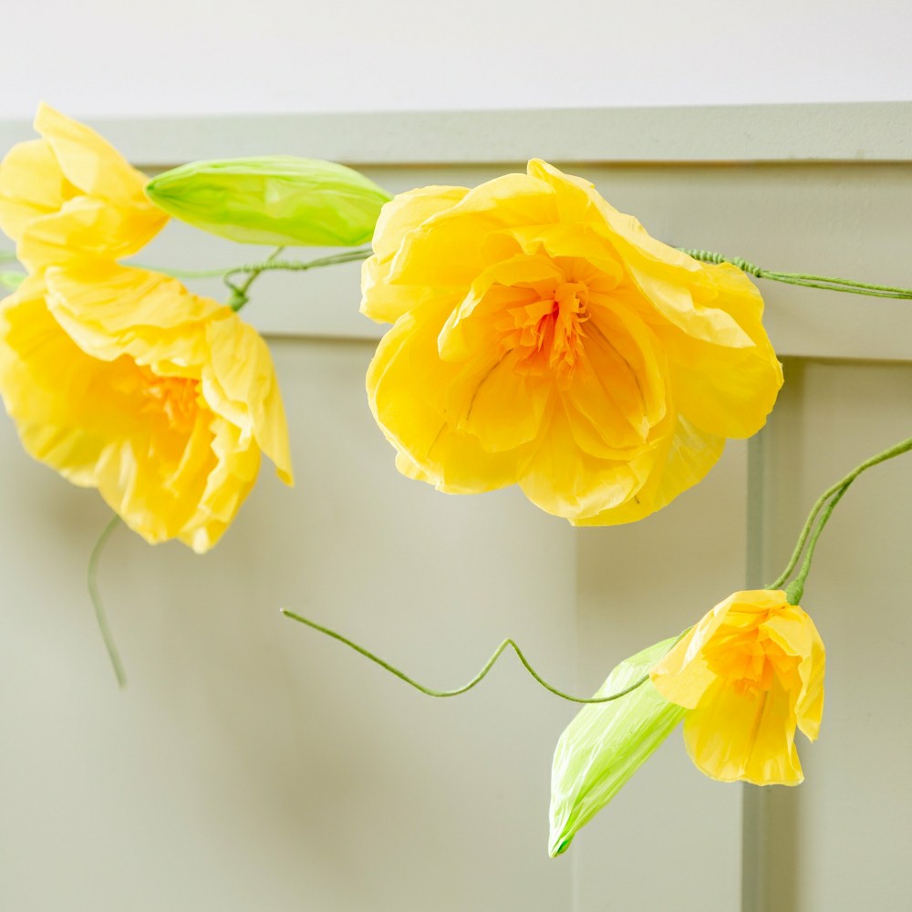 What She Shed Hanging Decor Paper Garland Yellow Flower, 65"L | Plow & Hearth