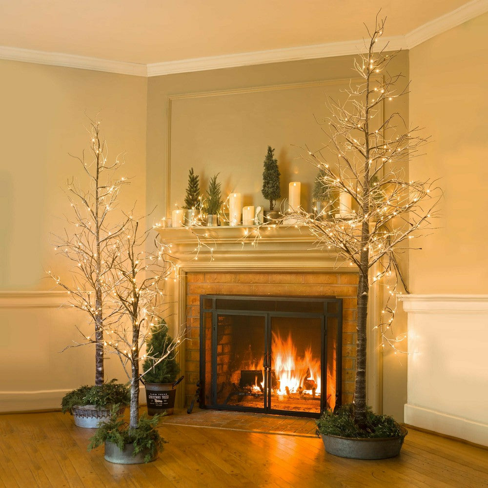 Large Indoor/Outdoor Snowy Lighted Tree, 8'H with 120 Lights | Plow & Hearth