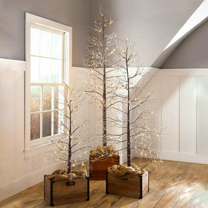 Large Indoor/Outdoor Snowy Lighted Tree, 8'H with 120 Lights | Plow & Hearth