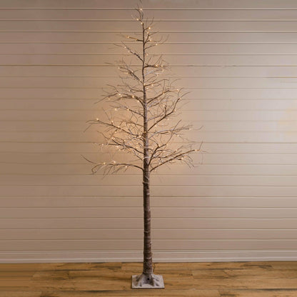 Large Indoor/Outdoor Snowy Lighted Tree, 8'H with 120 Lights | Plow & Hearth