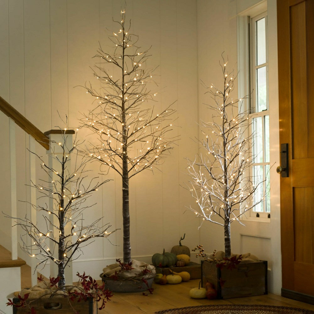 Large Indoor/Outdoor Snowy Lighted Tree, 8'H with 120 Lights | Plow & Hearth