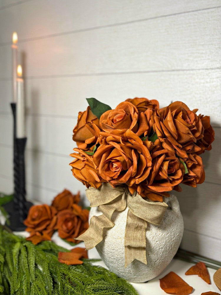 Artificial Real Touch Roses - Bundle of 10 | Plow & Hearth