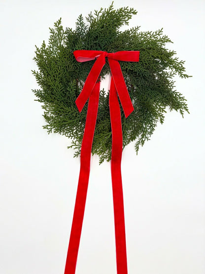 Traditional Red Mini Cedar Cabinet Wreaths with Ribbon | Plow & Hearth