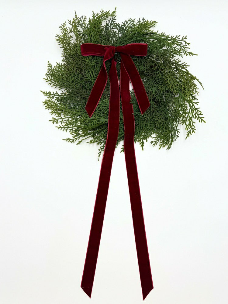 Traditional Red Mini Cedar Cabinet Wreaths with Ribbon | Plow & Hearth