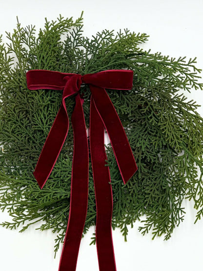 Traditional Red Mini Cedar Cabinet Wreaths with Ribbon | Plow & Hearth