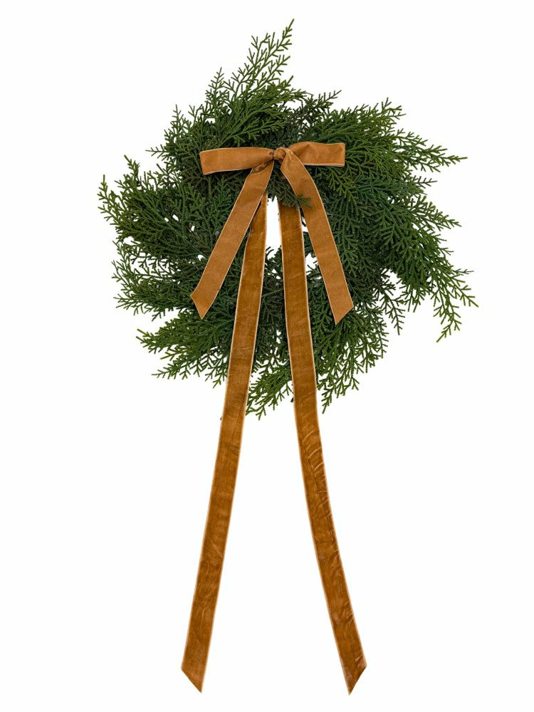 Neutral Mini Cedar Cabinet Wreaths with Ribbon | Plow & Hearth