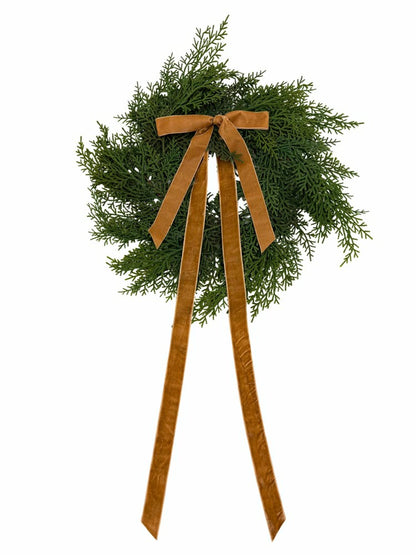 Neutral Mini Cedar Cabinet Wreaths with Ribbon | Plow & Hearth