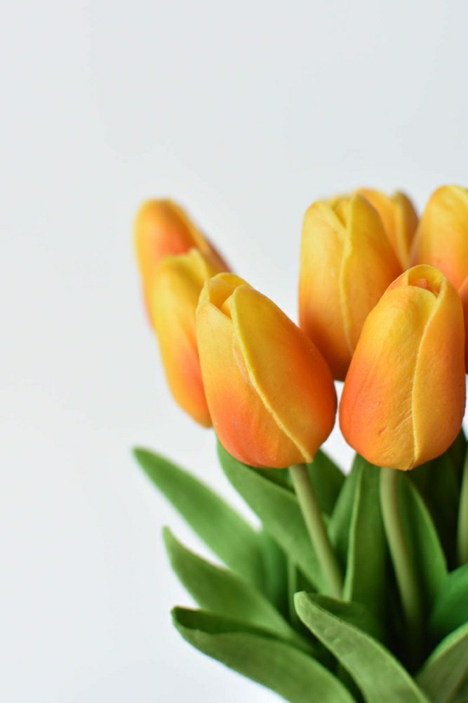 13.5" Faux Real Touch Orange/Yellow Tulip Bundle : 12 Stems | Plow & Hearth
